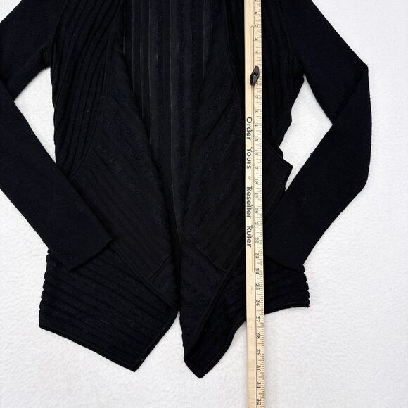 Eileen Fisher Cardigan Sweater Size Medium Black Wool Mohair Mature Open Front - Picture 8 of 8
